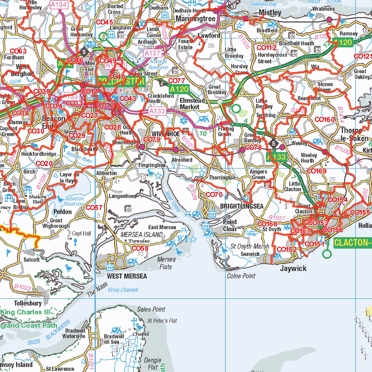 East Anglia Postcode Sector Wall Map - (S8)