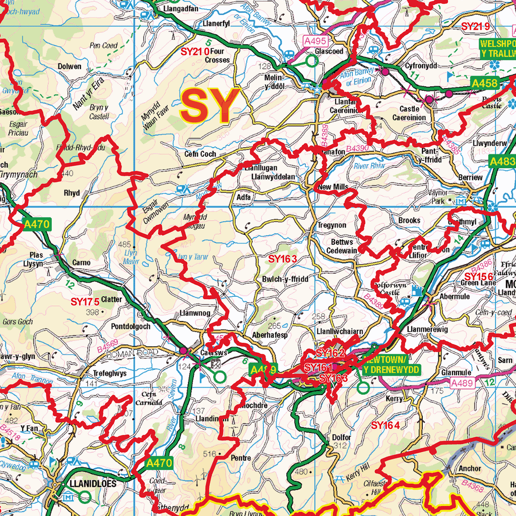 North Wales Postcode Sector Wall Map - (S9)