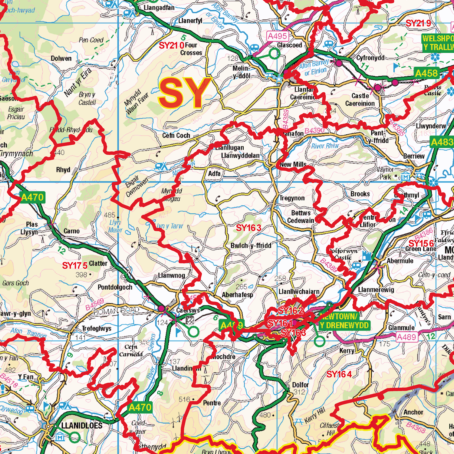 North Wales Postcode Sector Wall Map - (S9)