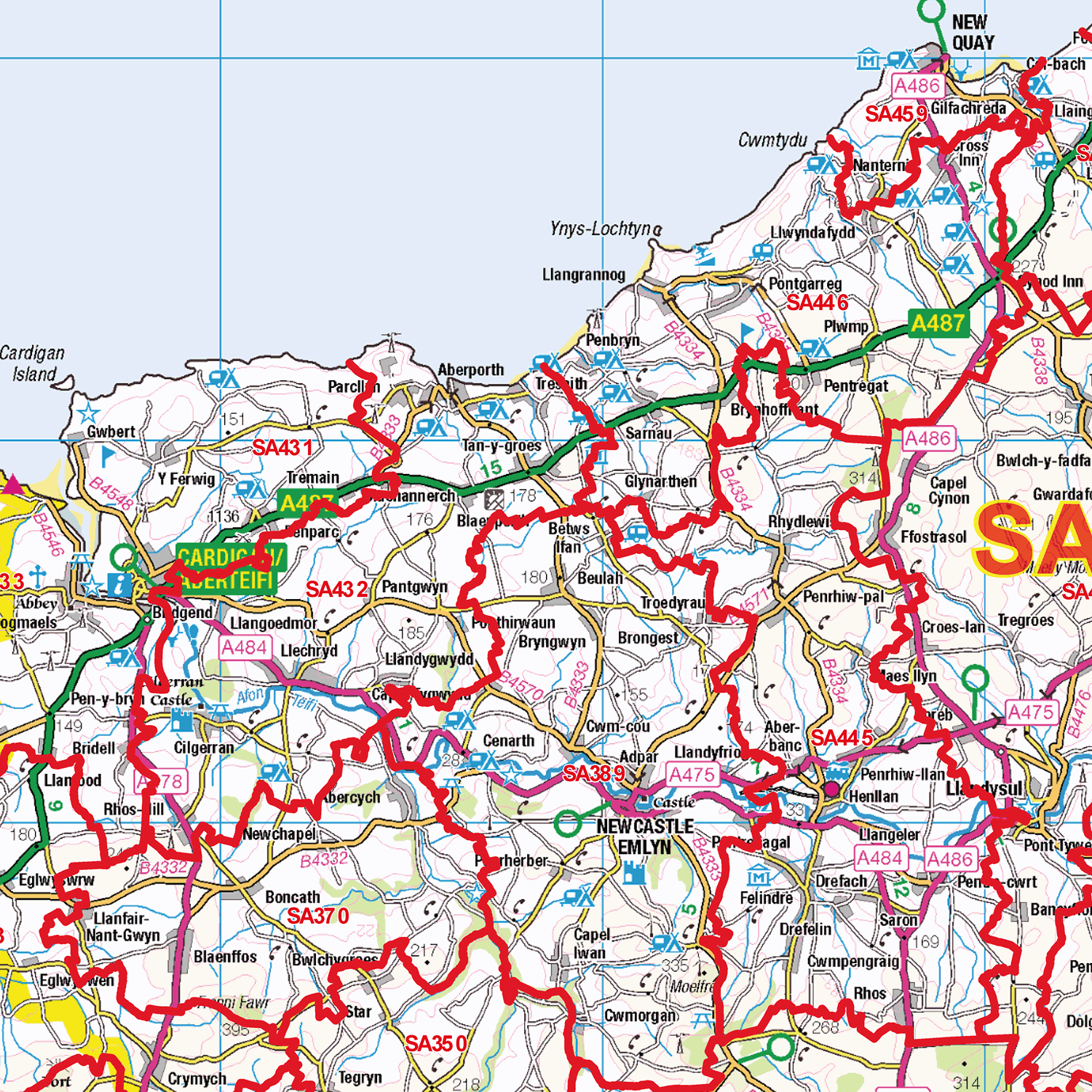 North Wales Postcode Sector Wall Map - (S9)