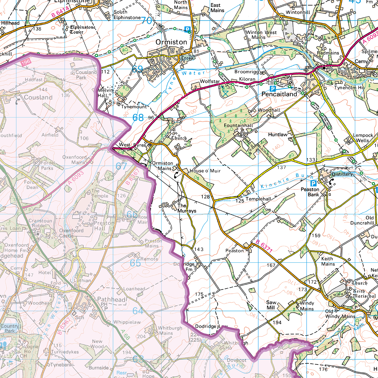 East Lothian County Map - (SCY8)