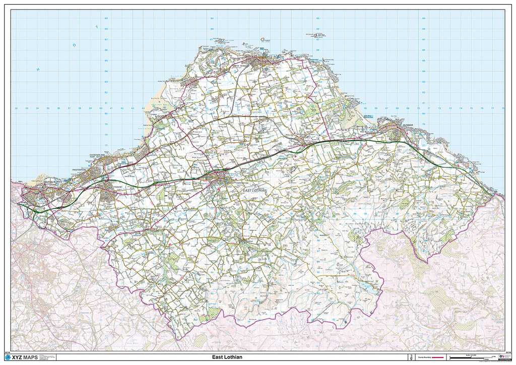 East Lothian County Map - (SCY8)
