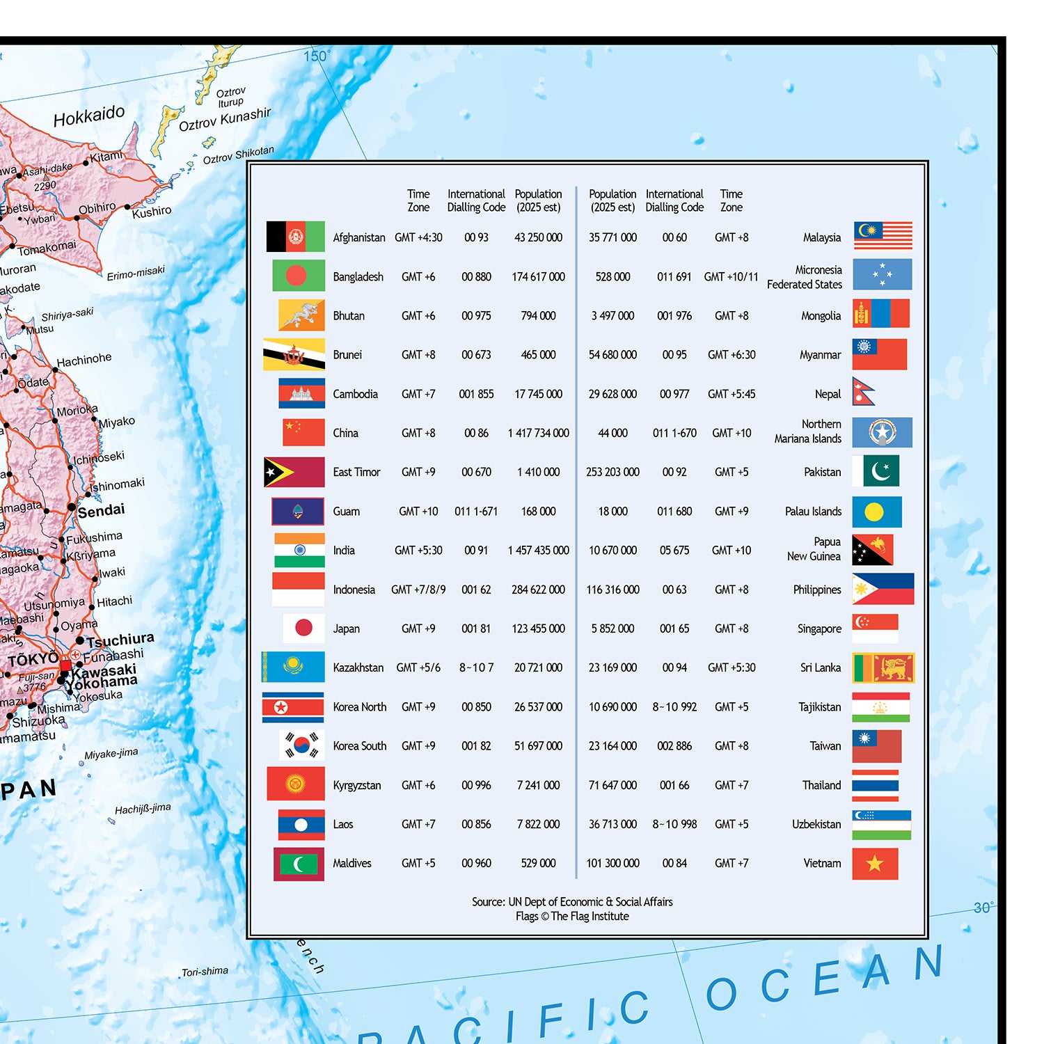 South East Asia Political Wall Map, Map of Asia