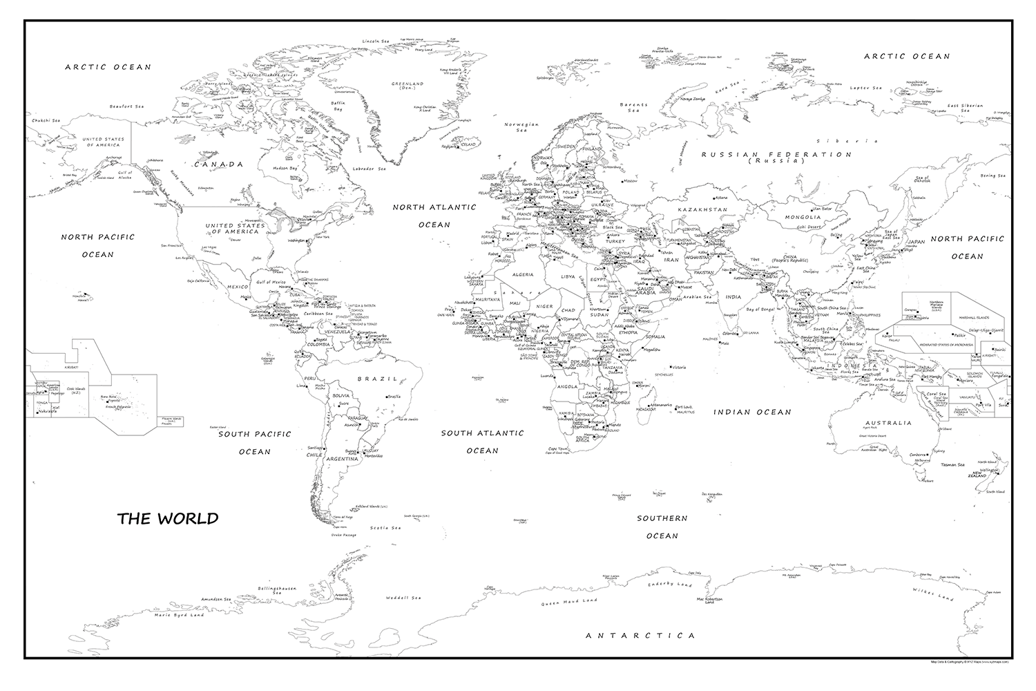 Simple Black & White World Map