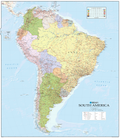 South America Political Wall Map, Map of South America