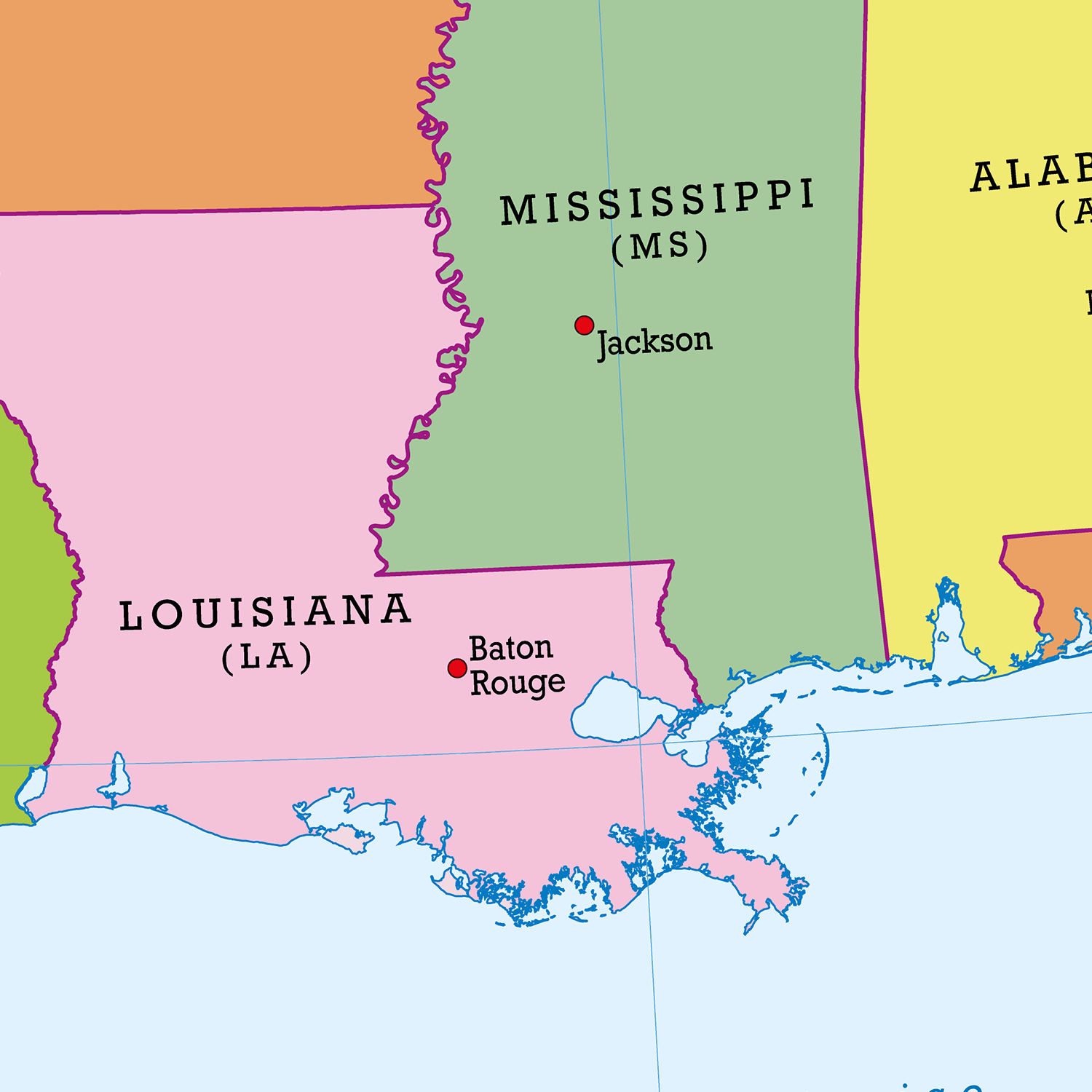 USA States, Map of American States and Capitals