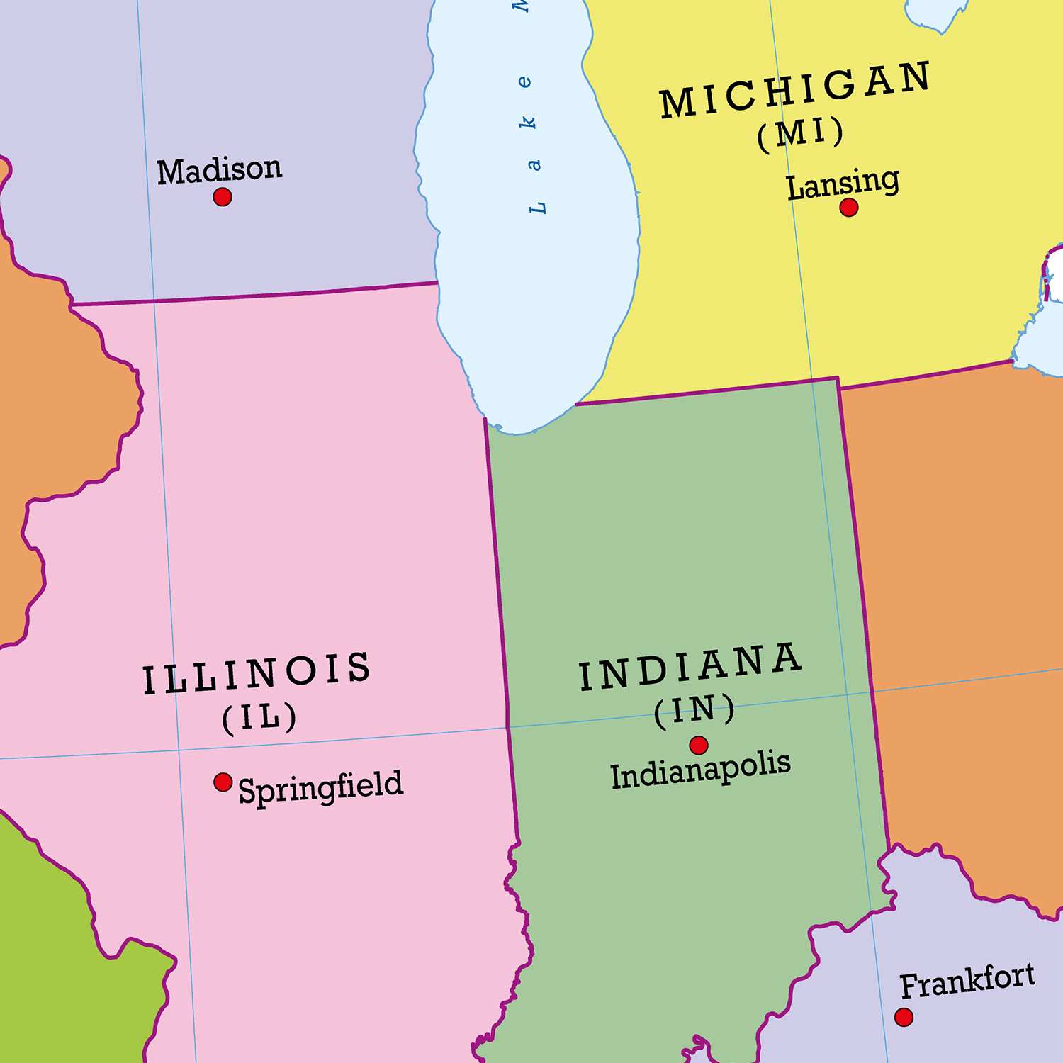 USA States, Map of American States and Capitals