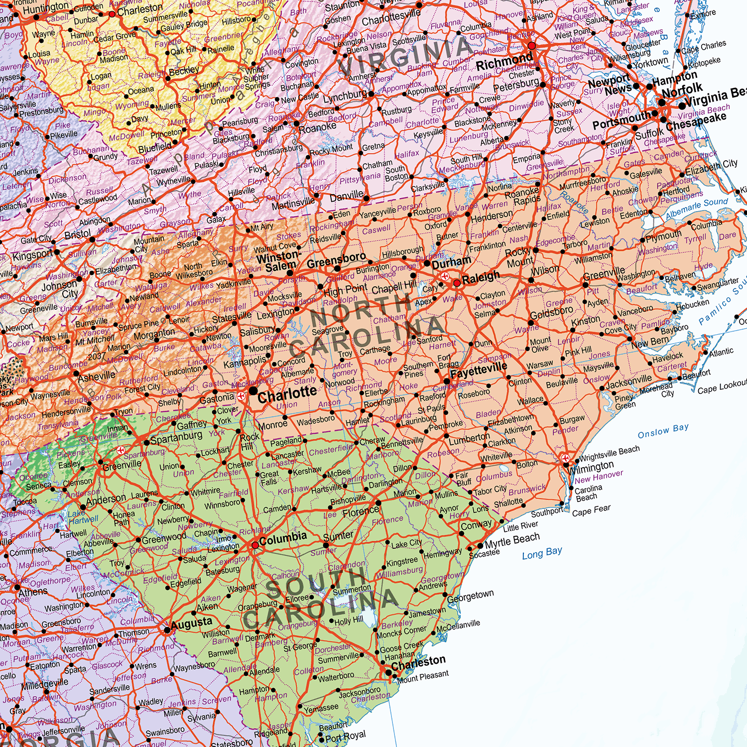 United States of America Political Map, Map of USA