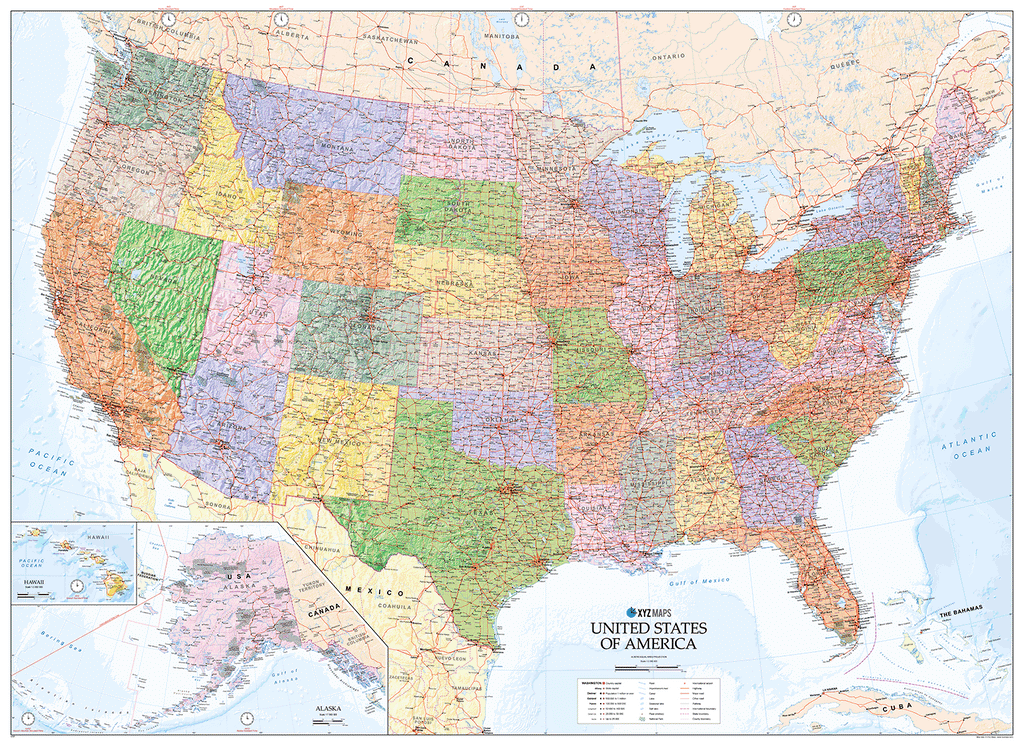 United States of America Political Map, Map of USA