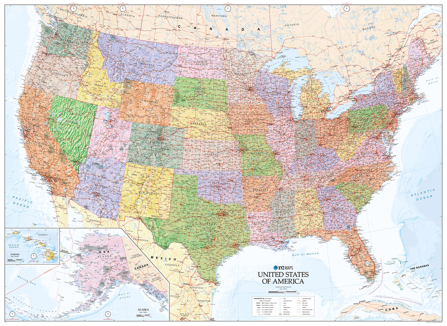 United States of America Political Map, Map of USA