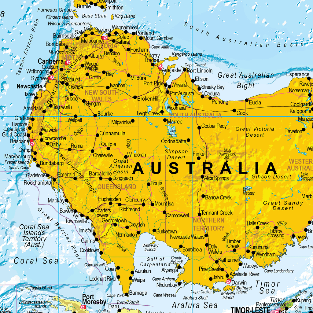 Upside Down World Political Wall Map - Huge Size: 1:20m Scale
