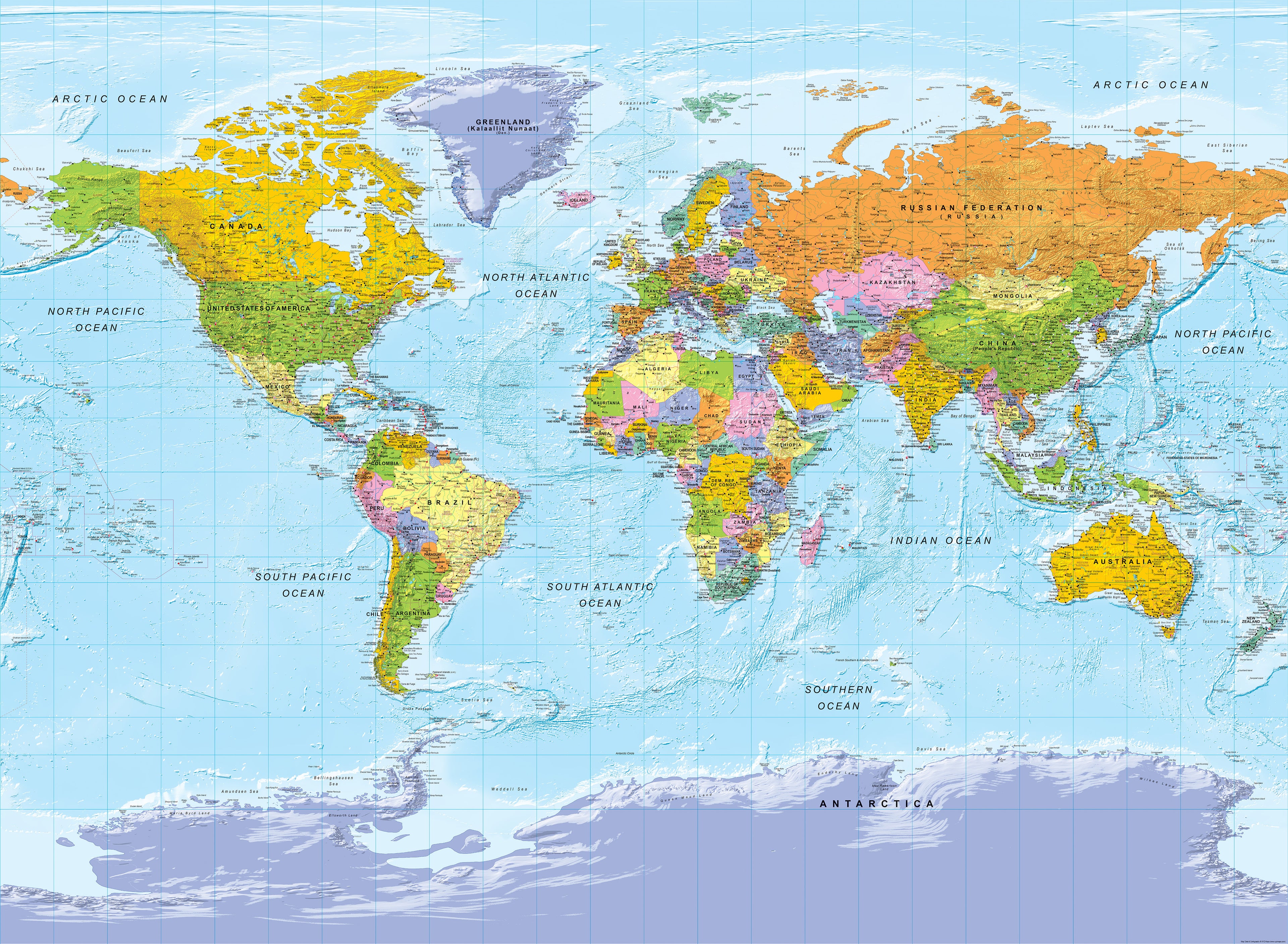XYZ OverView World Raster Image - Political Style