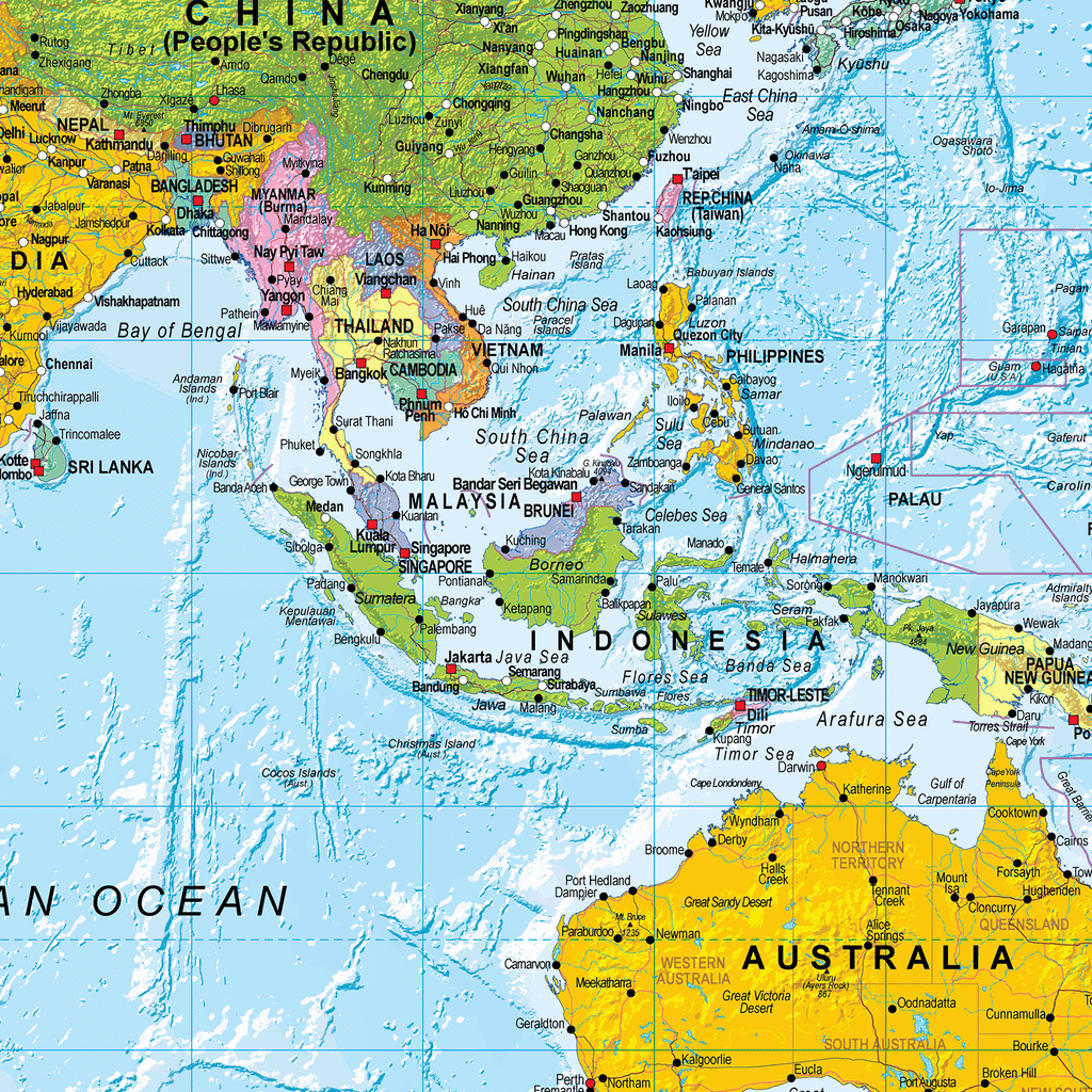 World Political Wall Map - Medium Size: 1:40m Scale