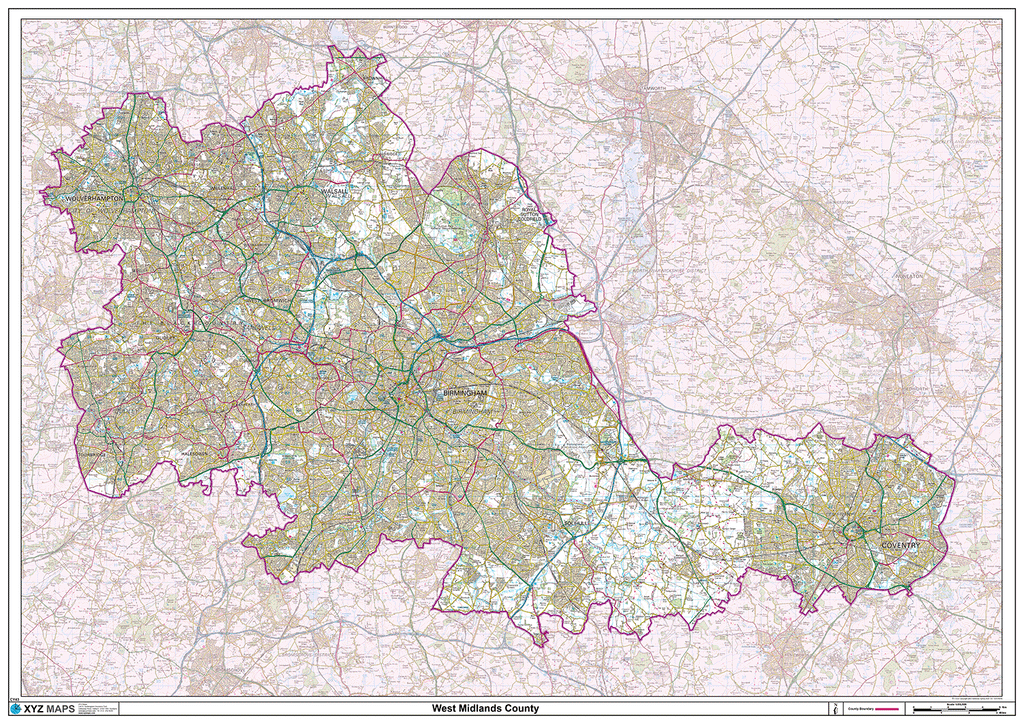 West Midlands County Map - (CY43)