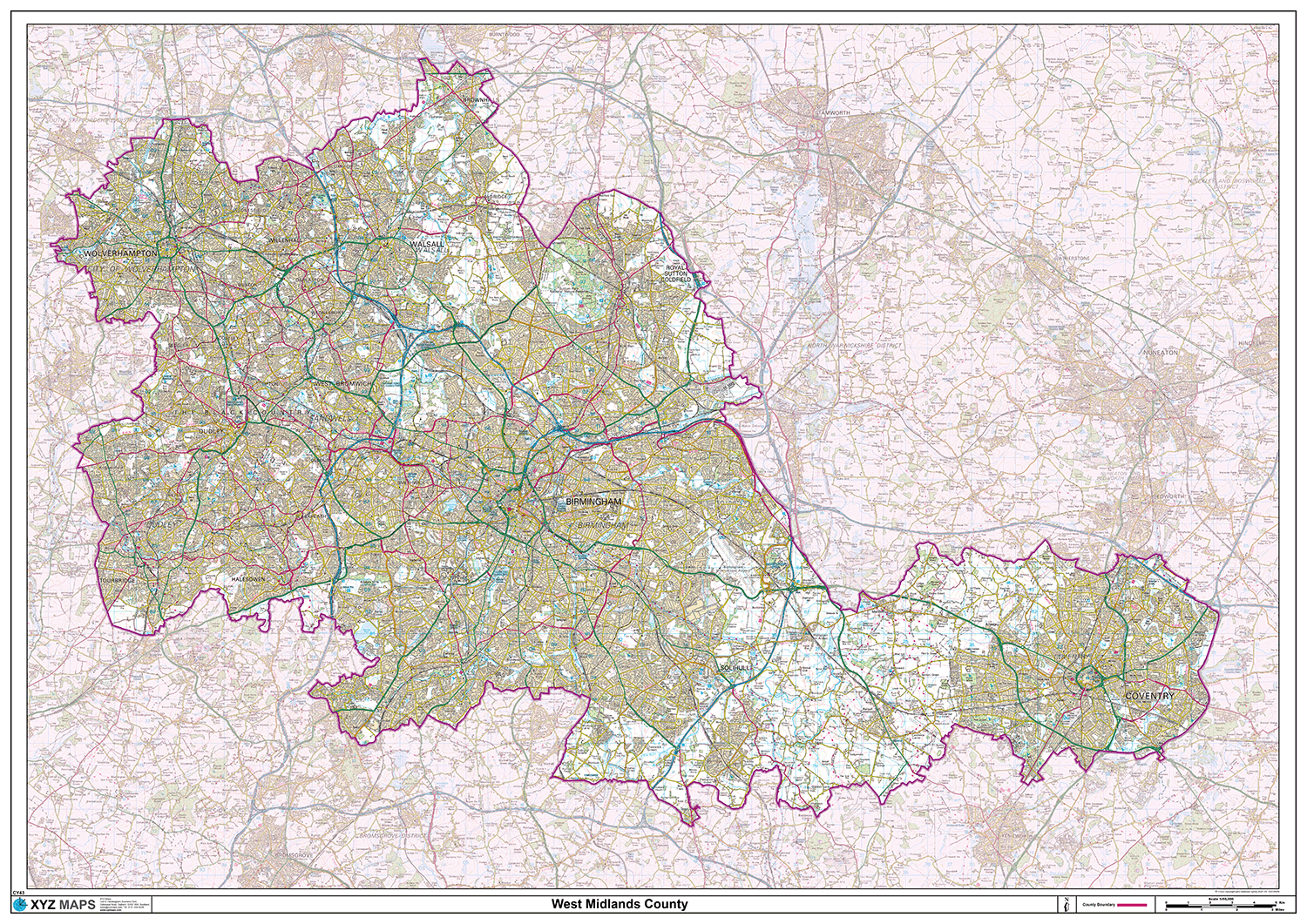 West Midlands County Map - (CY43)