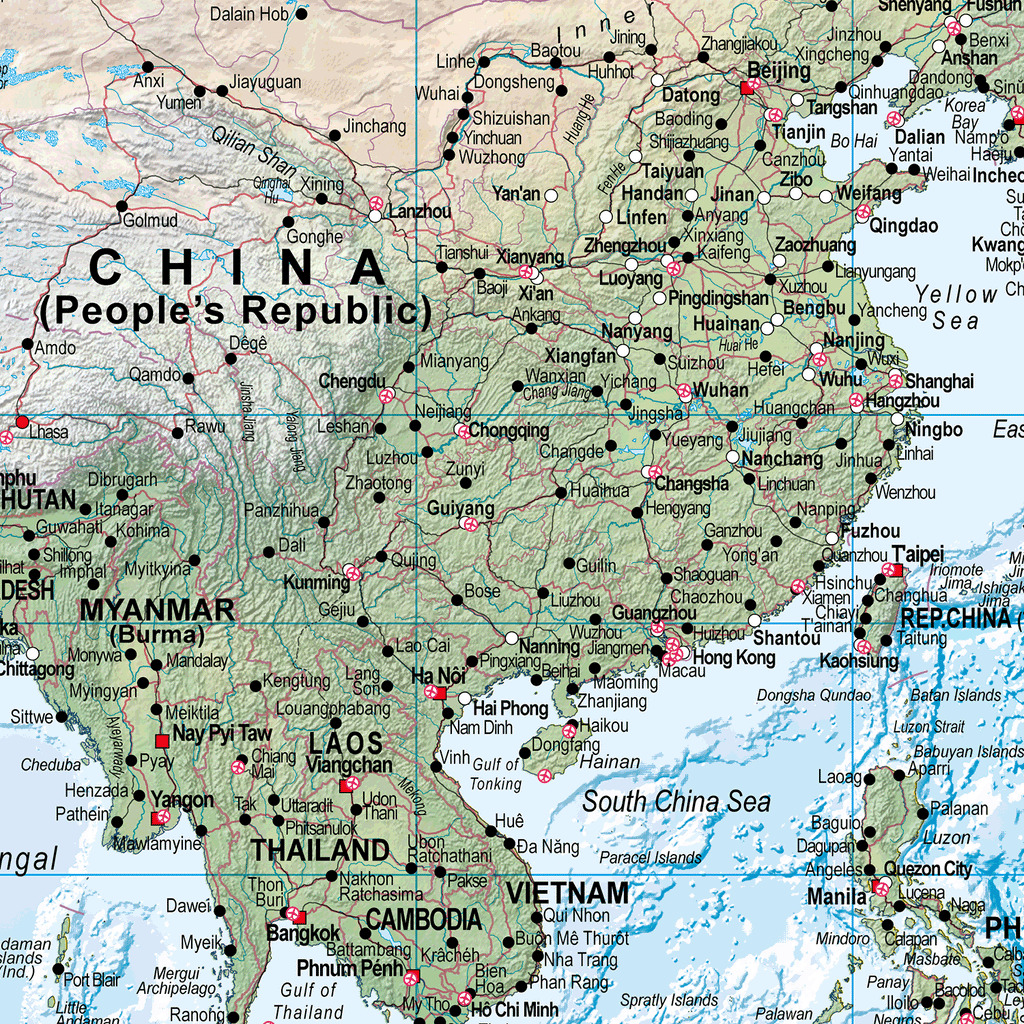 World Physical Wall Map - Huge Size: 1:20m Scale