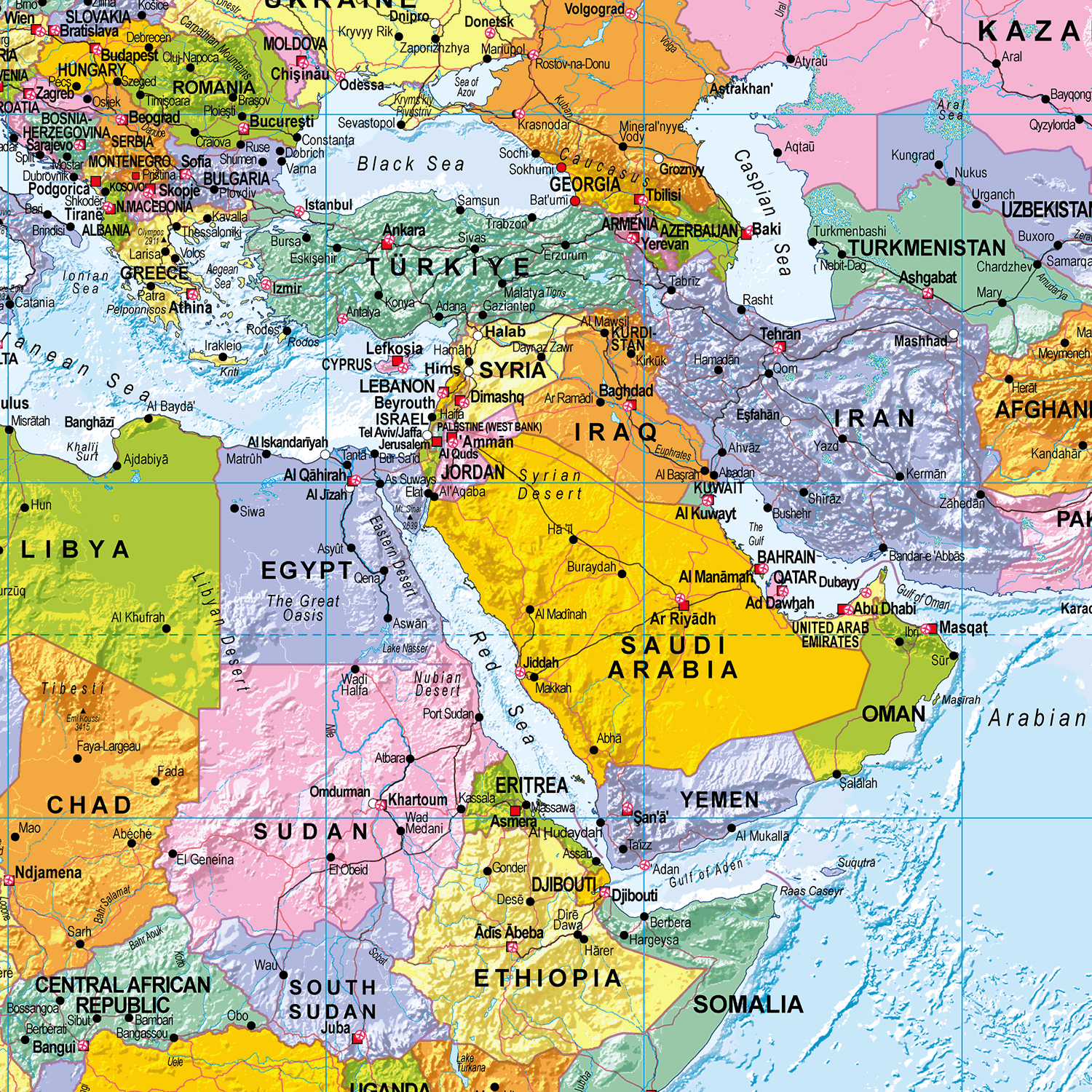 World Political Wall Map - Large Size: 1:30m Scale