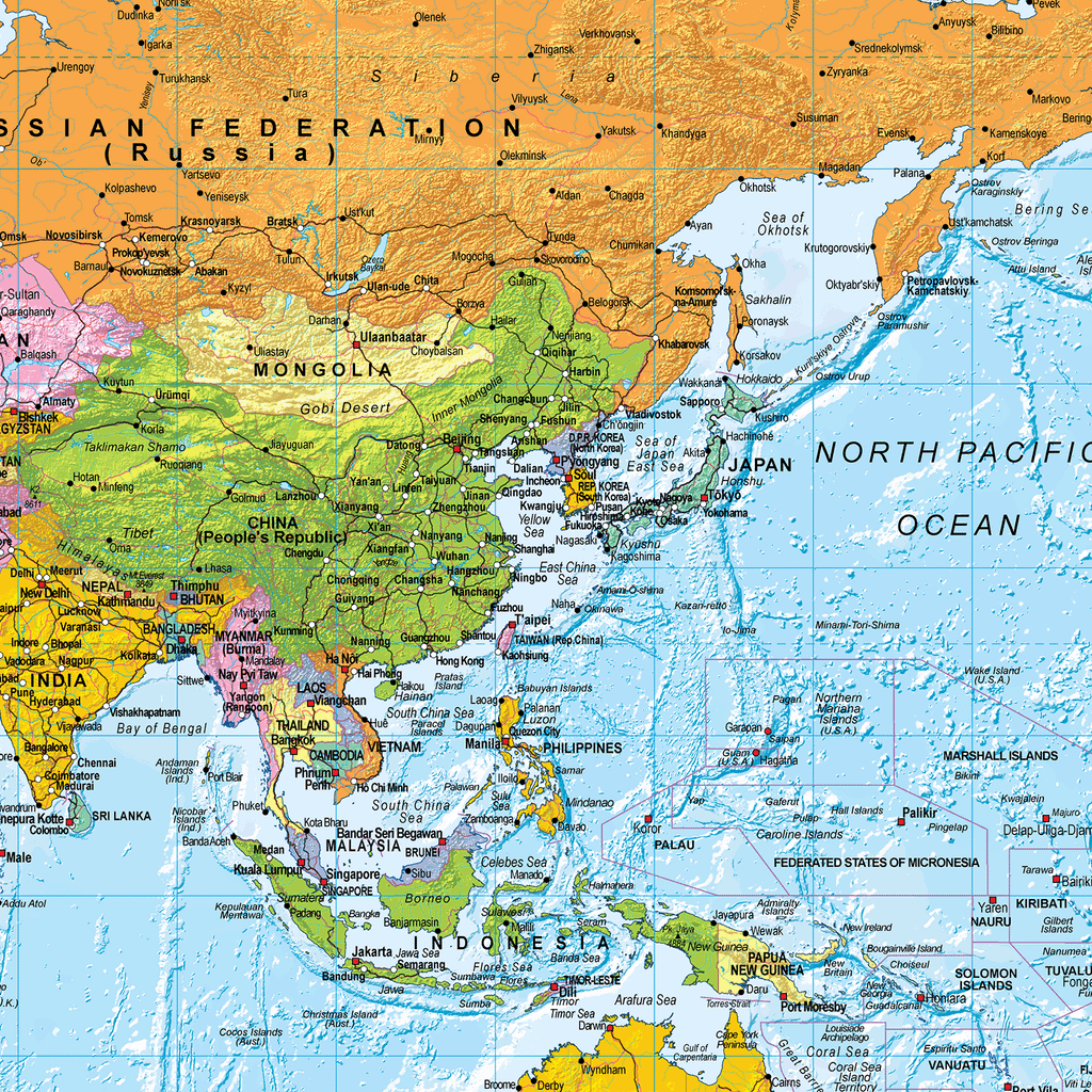 World Political Wall Map - Small Size: 1:60m Scale