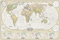 Retro World Wall Map - Large Size: 1:35m Scale