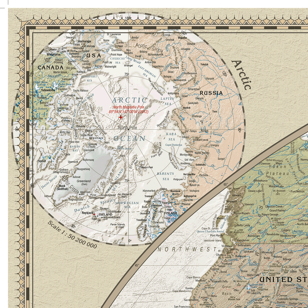 Retro World Wall Map - Large Size: 1:35m Scale