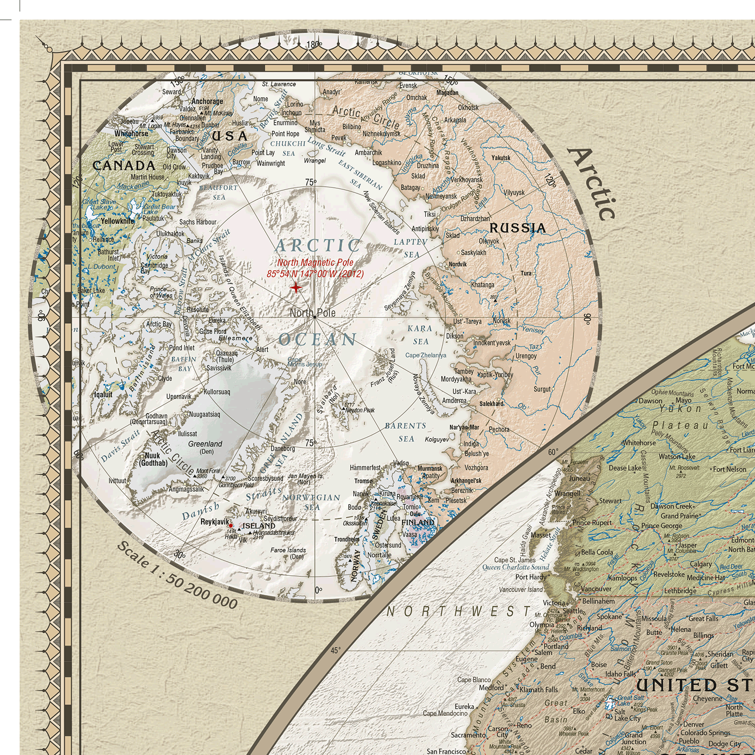 Retro World Wall Map - Large Size: 1:35m Scale