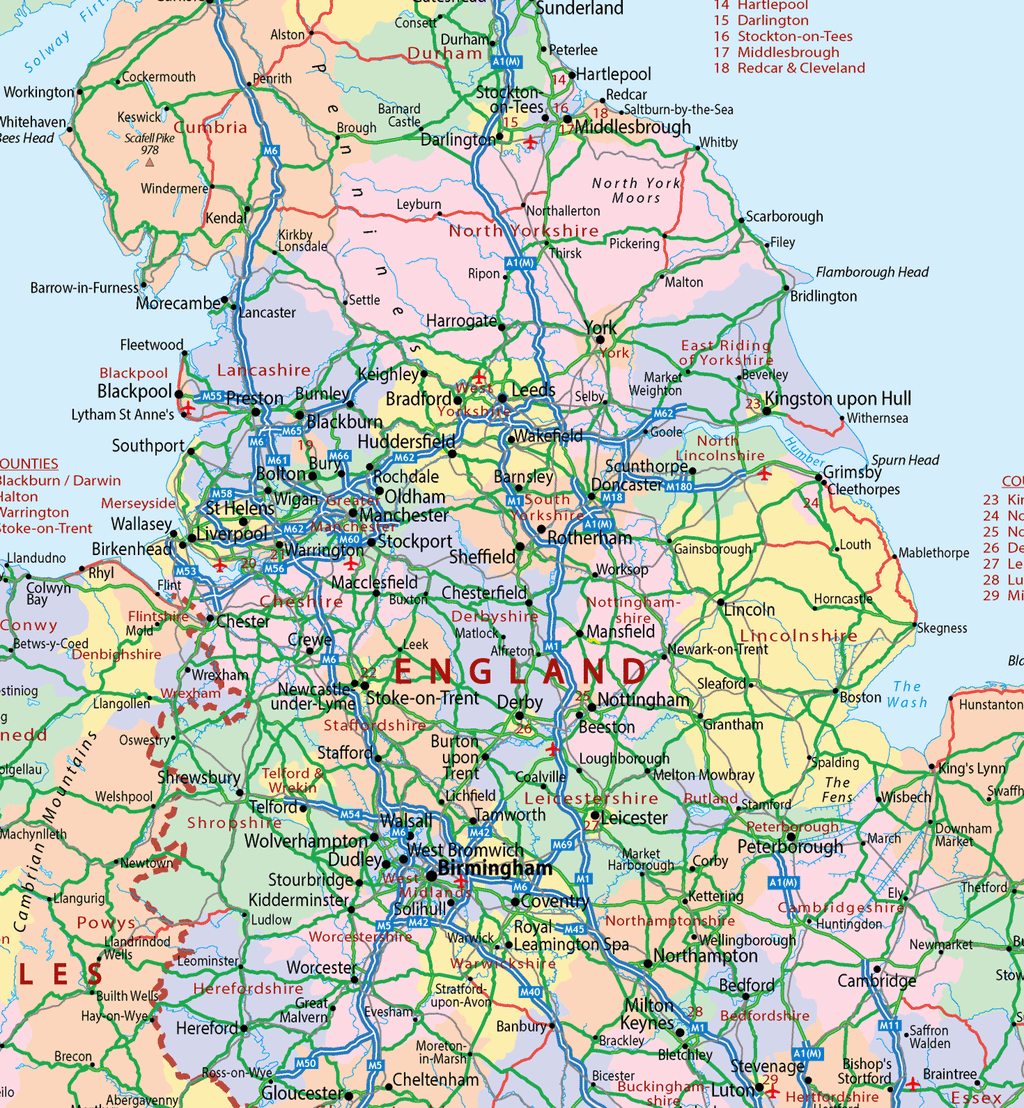 United Kingdom Political   Desktop Map, A3 Size
