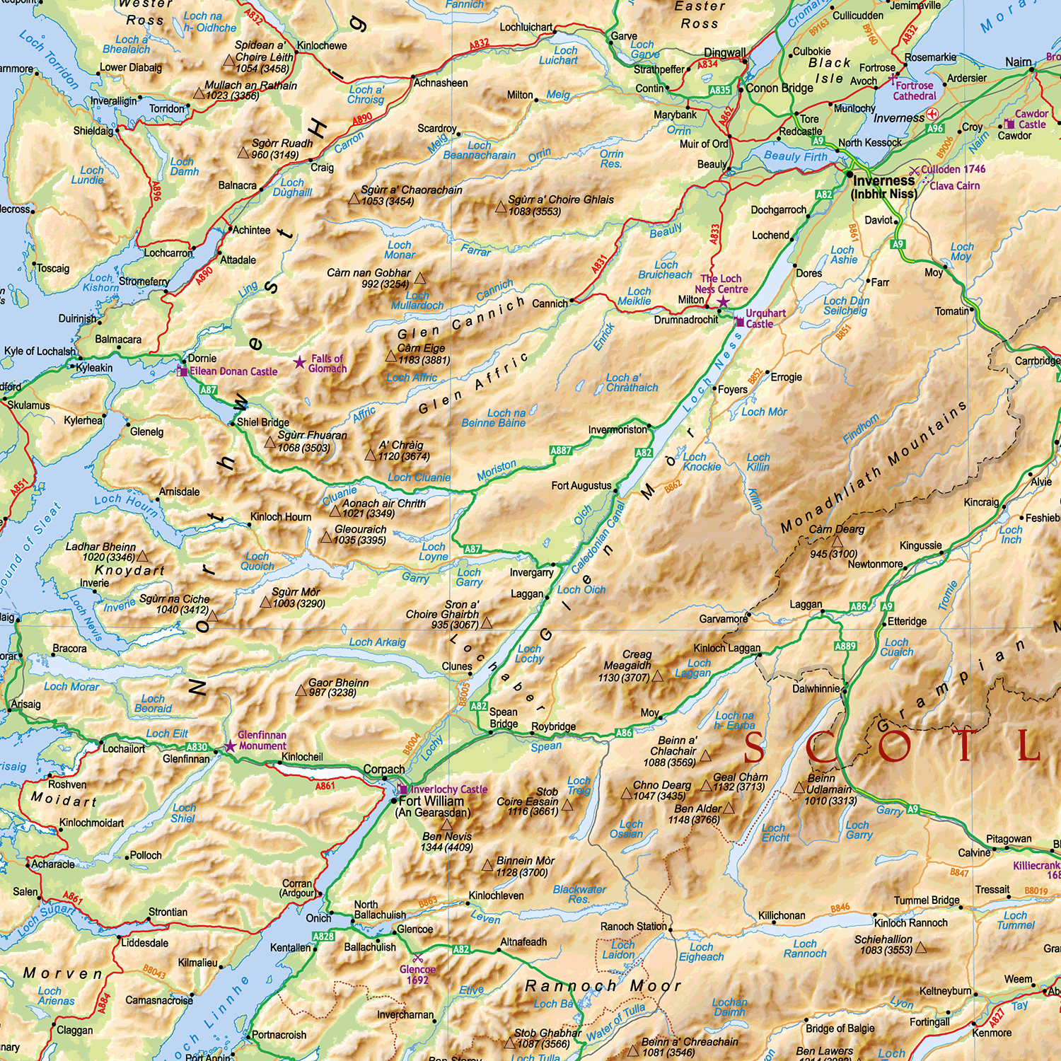 Map of Scotland, Wall Map of Scotland