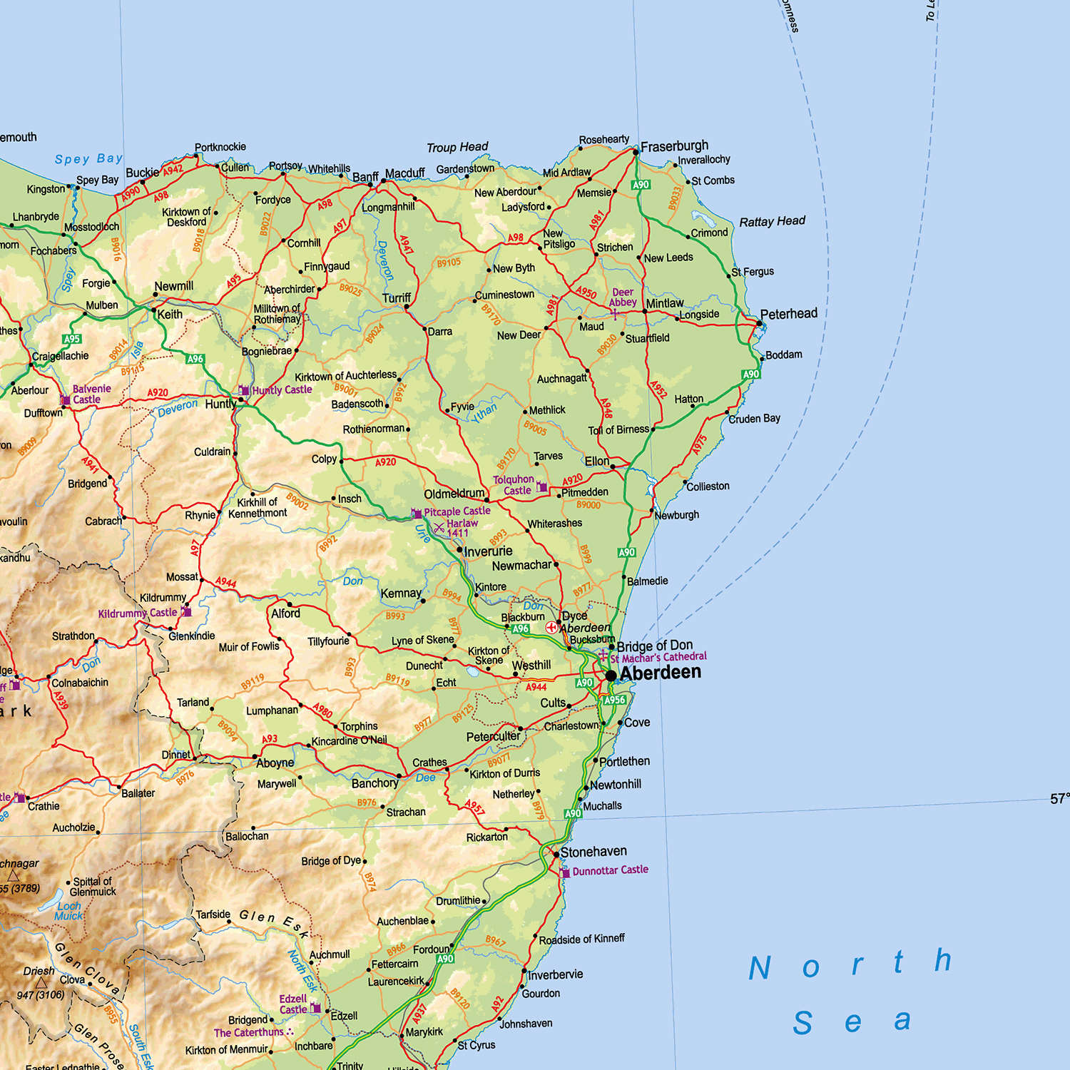 Map of Scotland, Wall Map of Scotland