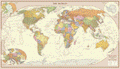 Antique World Political Wall Map - Large Size: 1:30m Scale