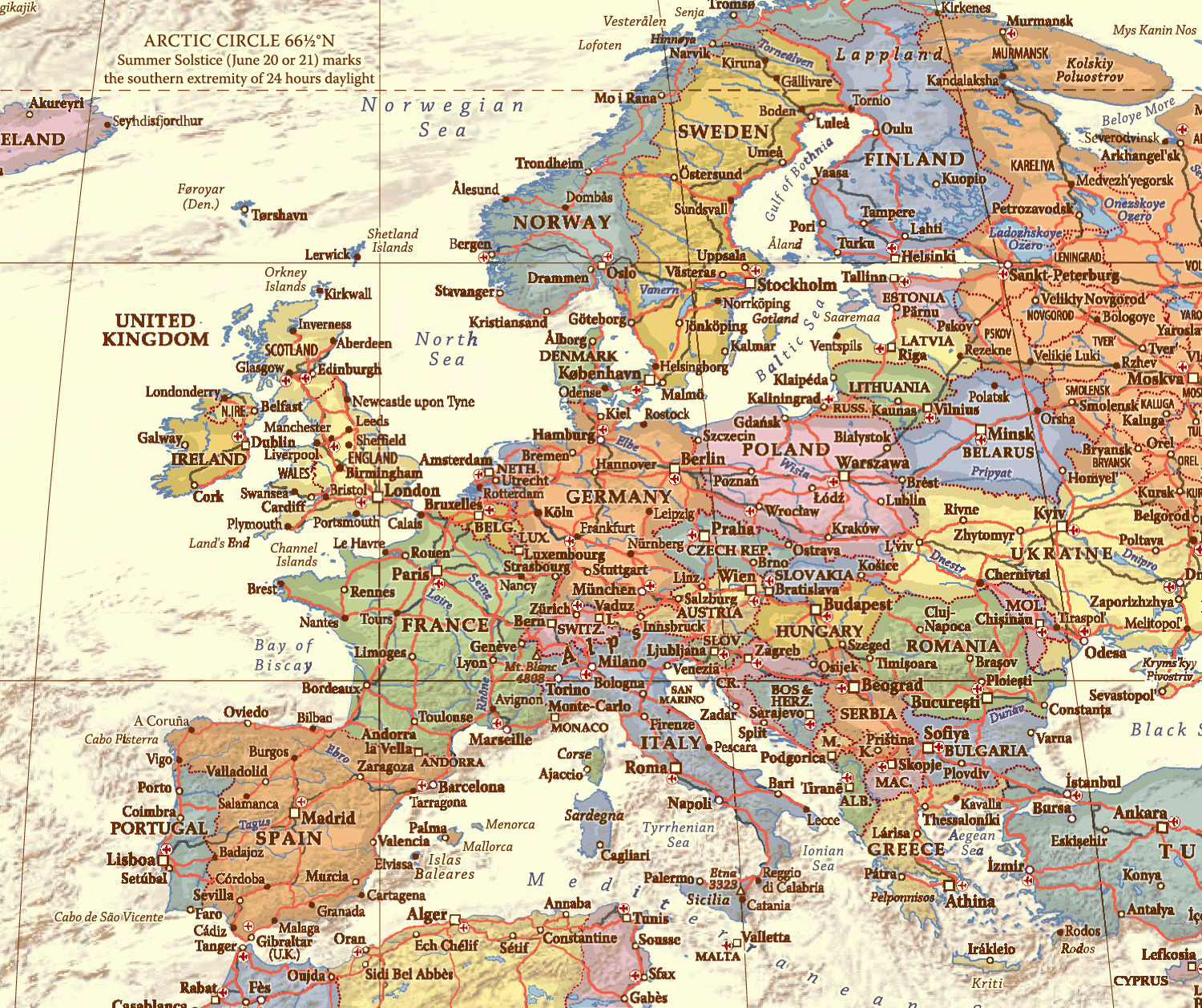 Antique World Political Map - Large Size - Locked PDF Format