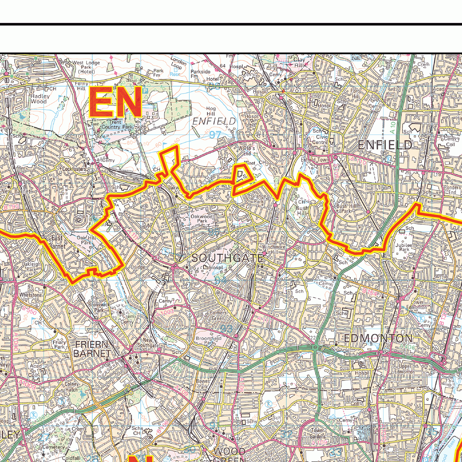 Greater London Postcode Areas Wall Map