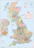 UK Postcode Areas with Counties, UK Postcodes and County Map - (AR2)