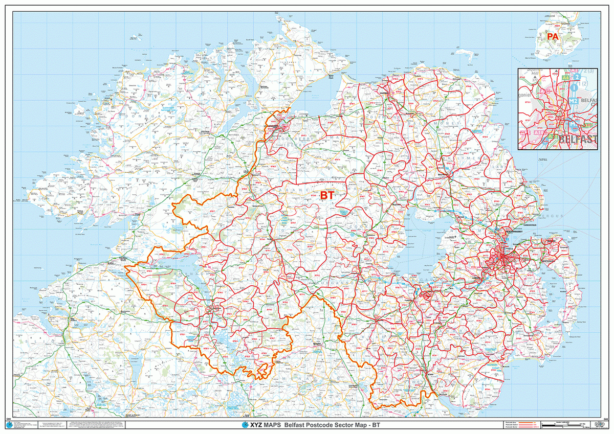 Belfast - BT- Postcode Wall Map – XYZ Maps