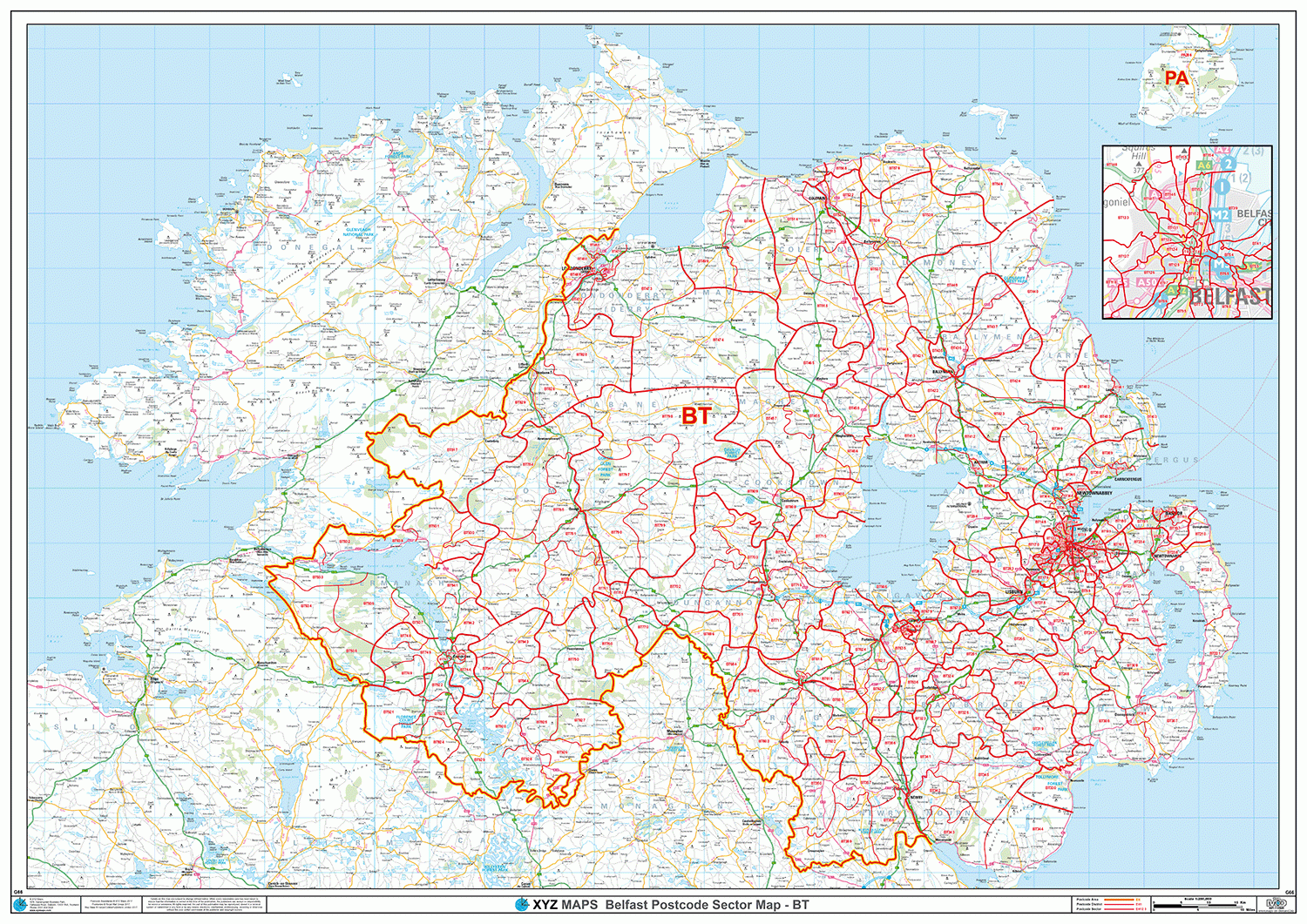 Belfast - BT - Postcode Wall Map