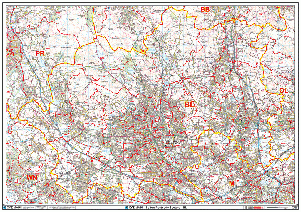 Bolton - BL - Postcode Wall Map