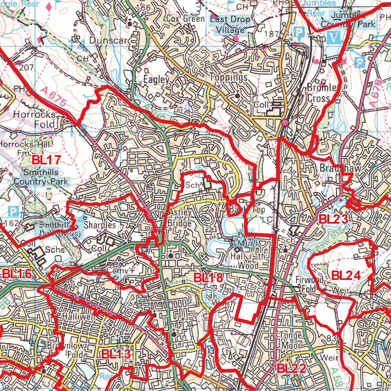 Bolton - BL - Postcode Wall Map