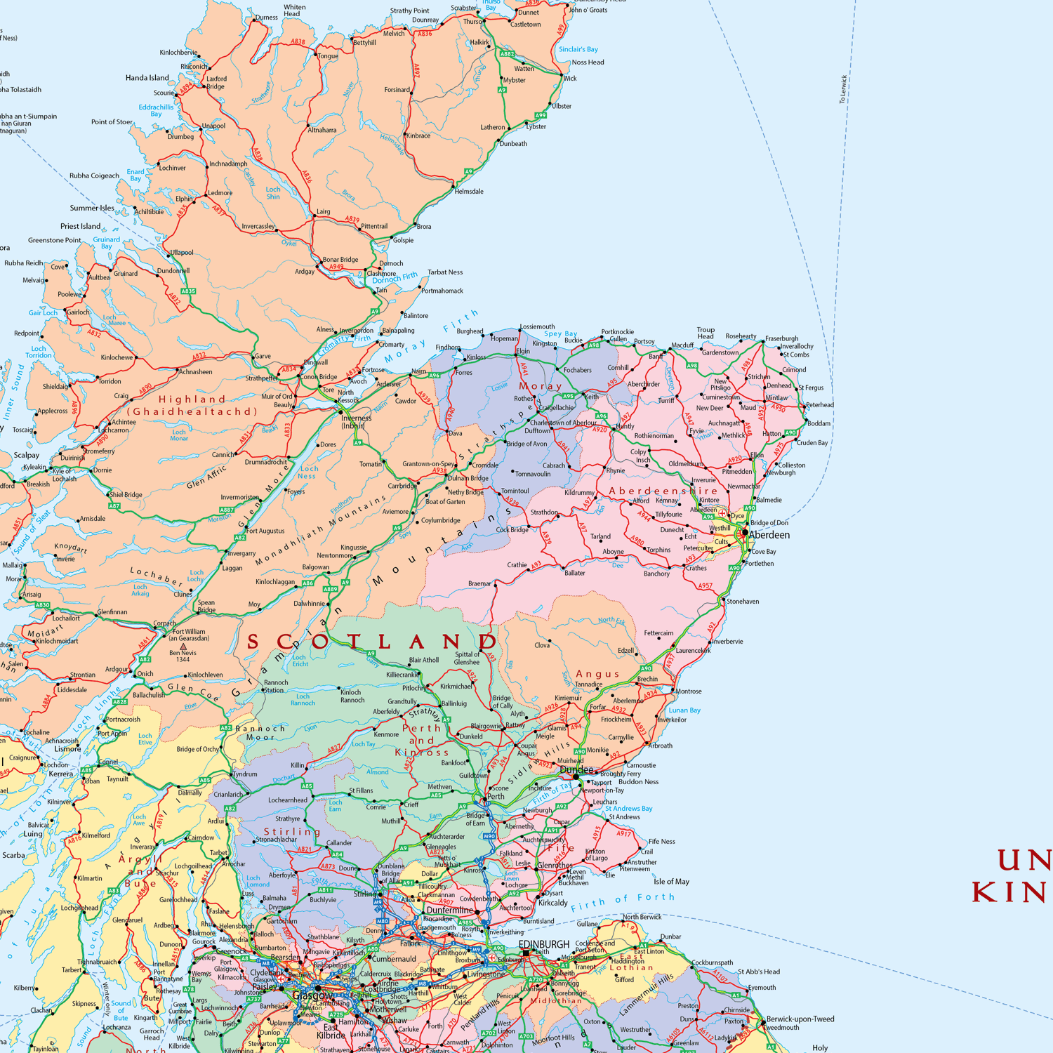 Medium British Isles Political 1:1.3m - Wall Map