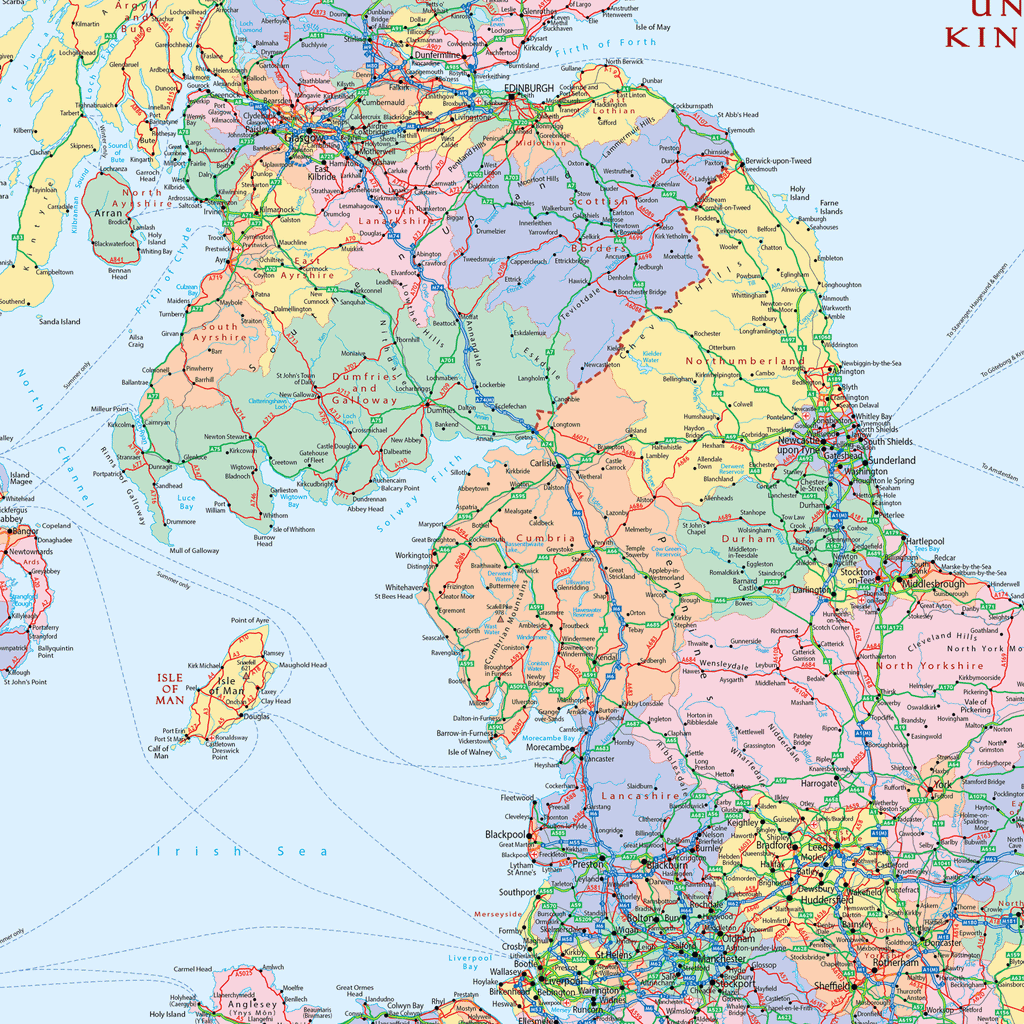Medium British Isles Political 1:1.3m - Wall Map