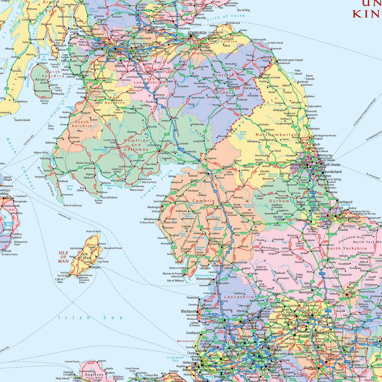 Medium British Isles Political 1:1.3m - Wall Map