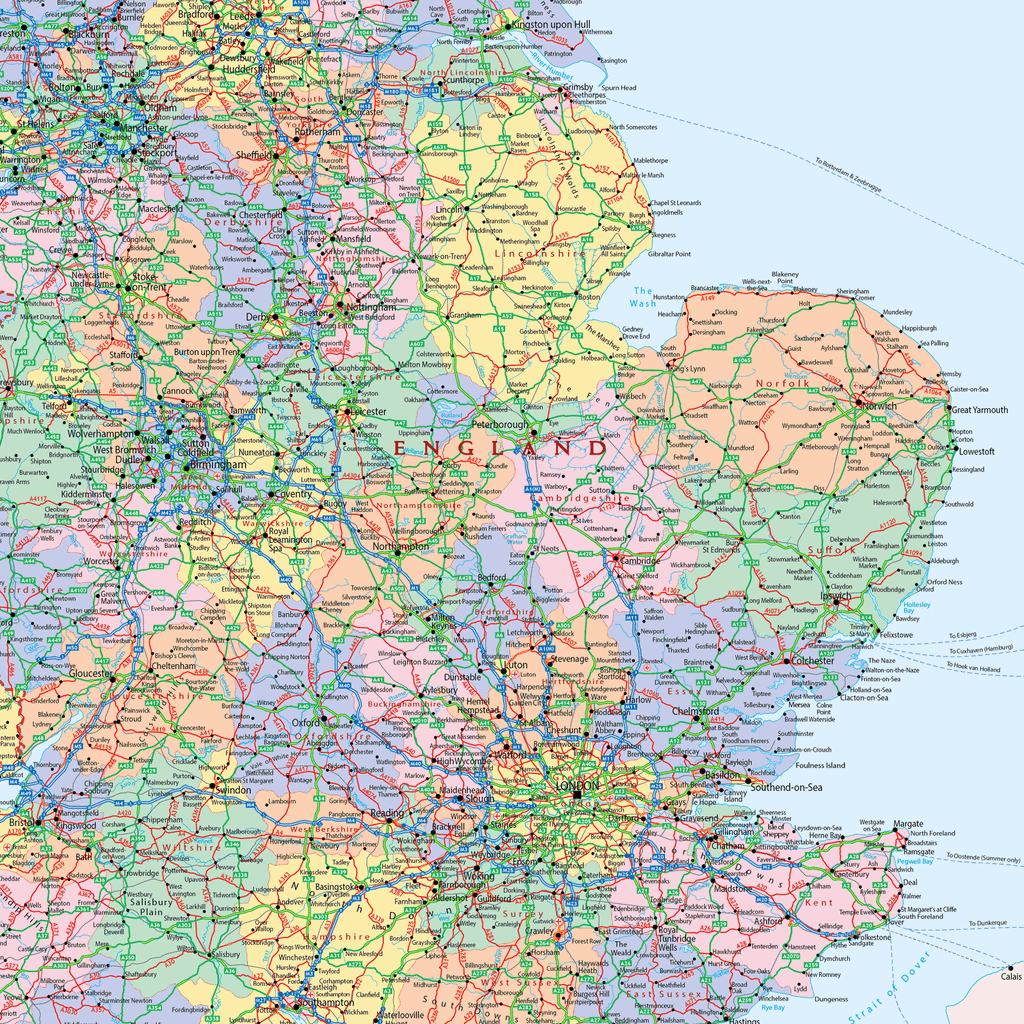 Medium British Isles Political 1:1.3m - Wall Map
