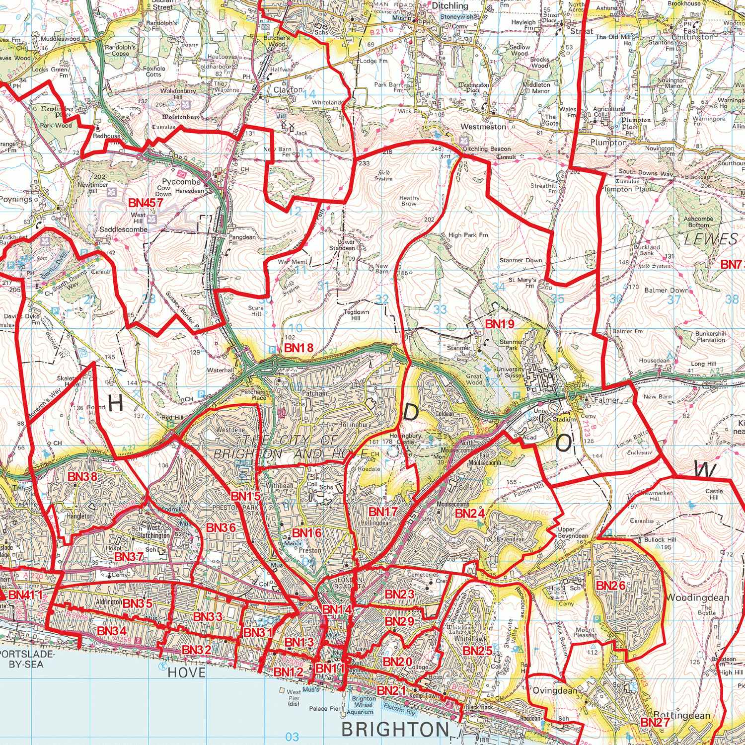 Brighton - BN - Postcode Wall Map