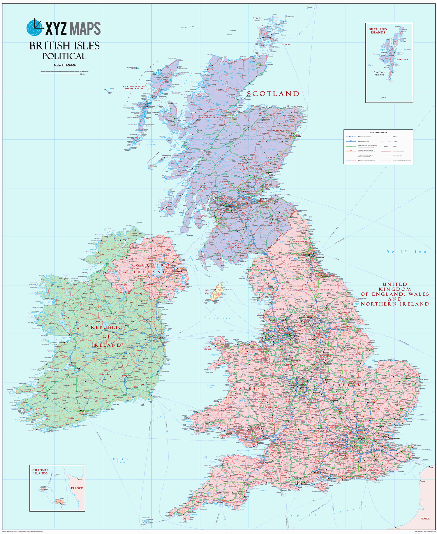 Scottish British Isles Political Map - 1:1m - Locked PDF