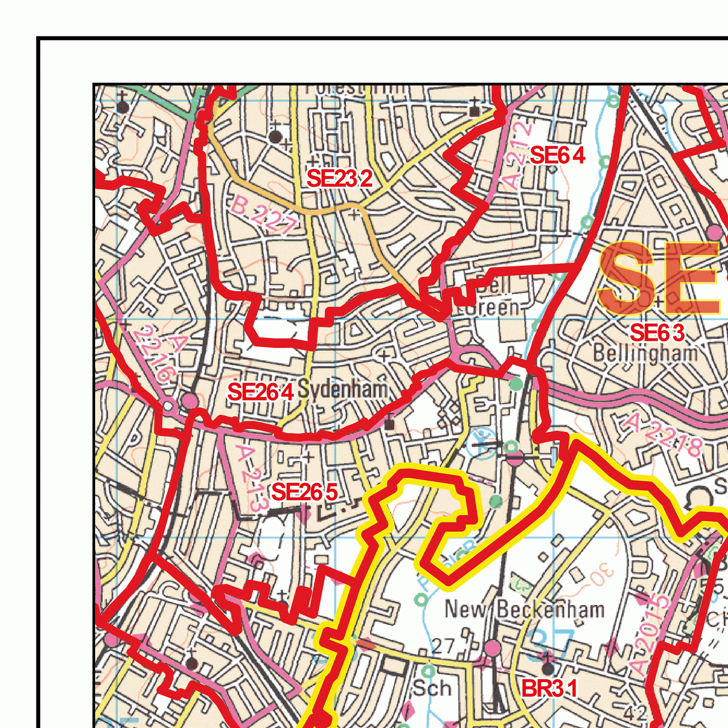Bromley - BR - Postcode Wall Map
