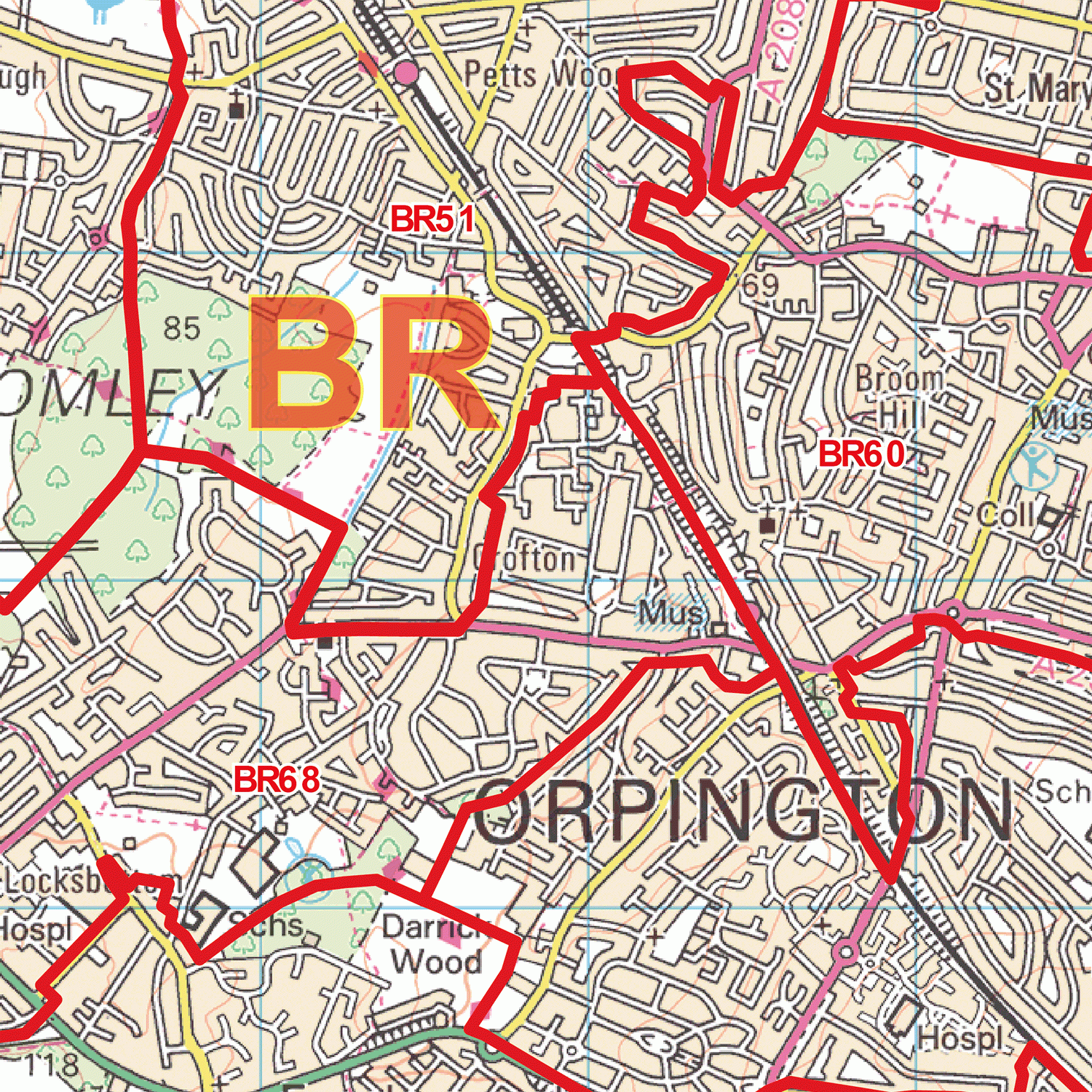 Bromley - BR - Postcode Wall Map