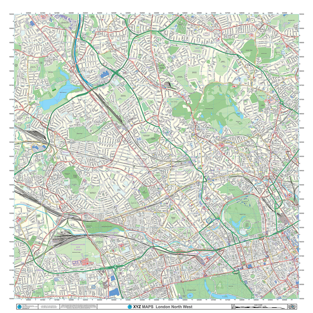 London XYZ CityMap - London North West Wall Map