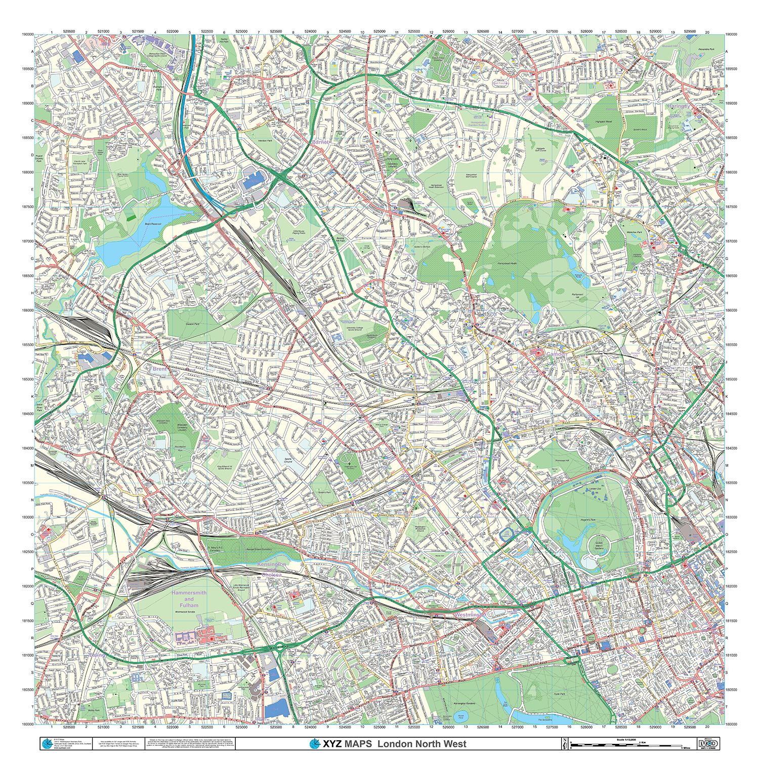 London XYZ CityMap - London North West Wall Map