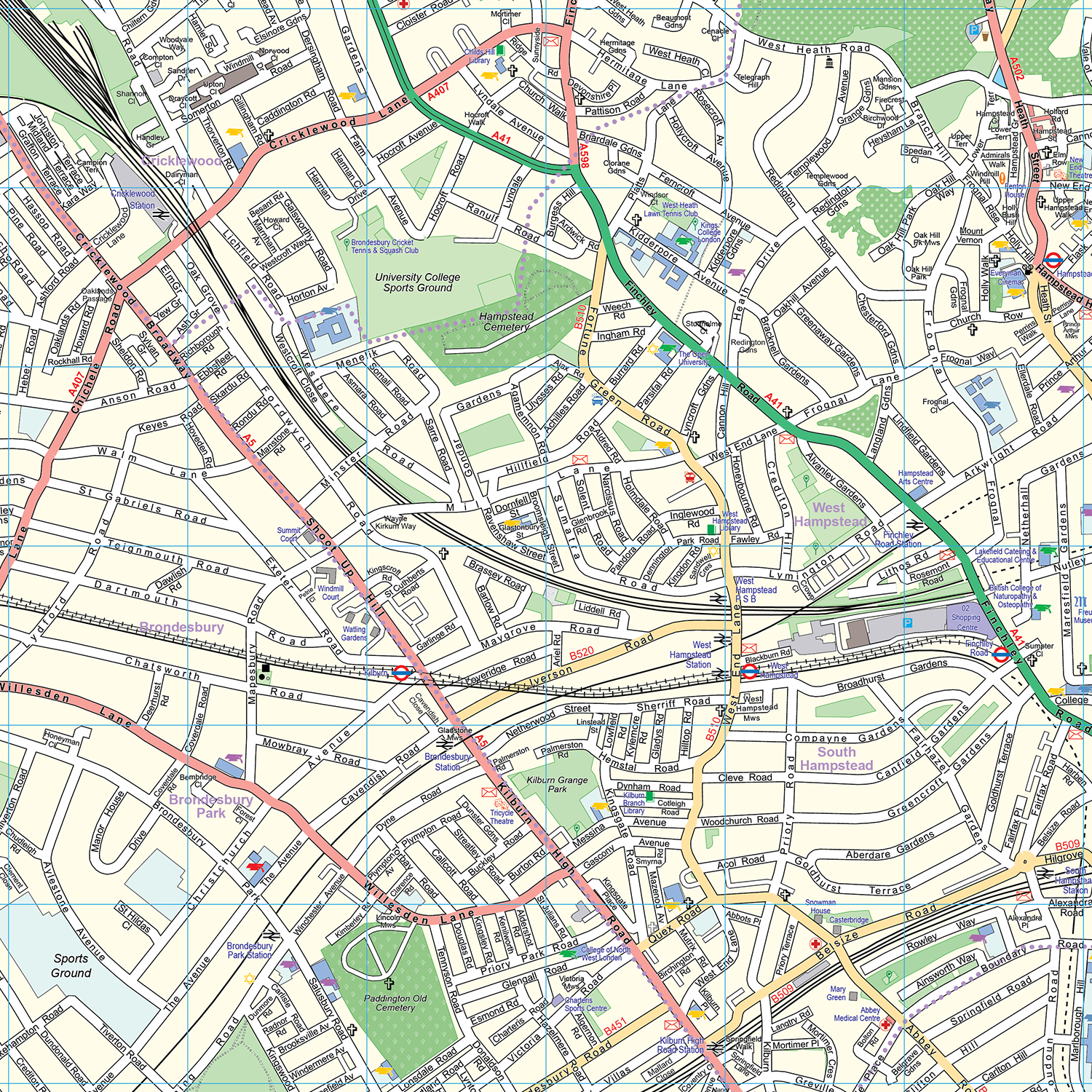 London XYZ CityMap - London North West Wall Map