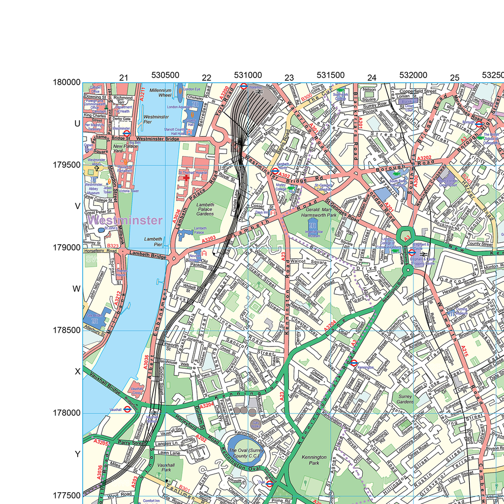 London XYZ CityMap - London South East Wall Map