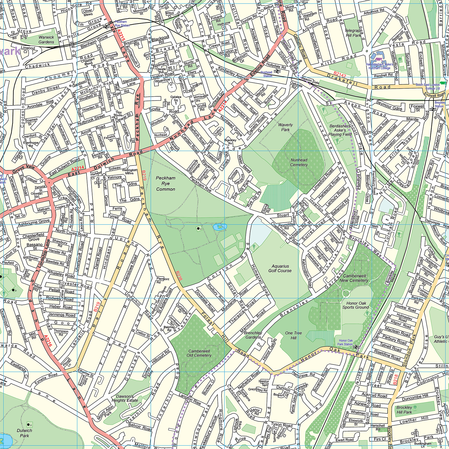 London XYZ CityMap - London South East Wall Map