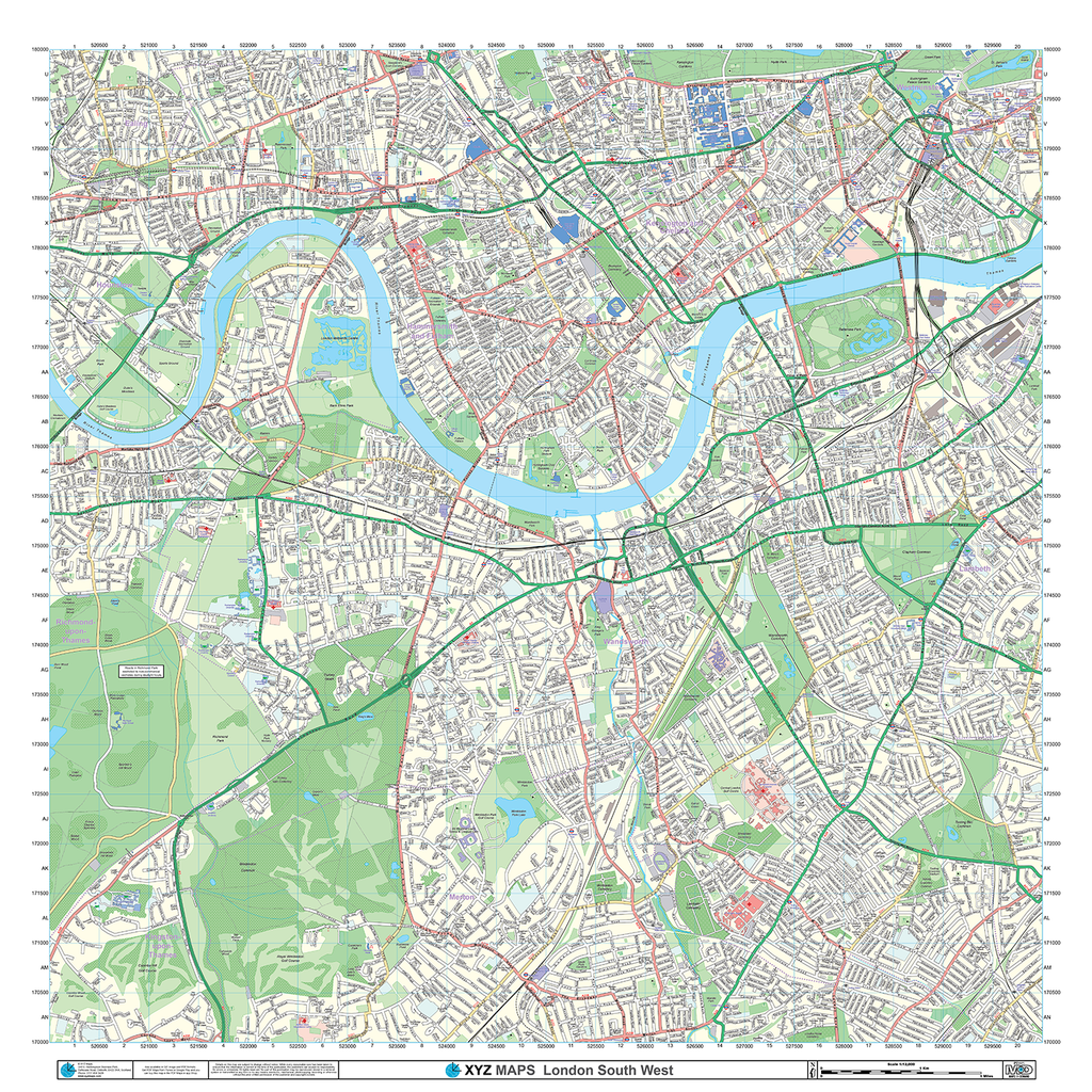 London XYZ CityMap - London South West Wall Map